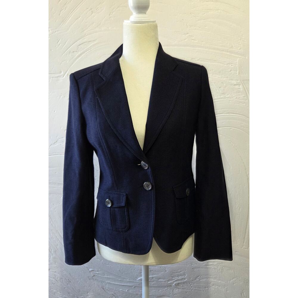 Talbots Jacket Woman's Size 6P Black Cotton Lined Long Sleeve Blazer